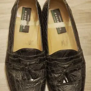Avventura 10.5 Dark Brown Leather Crocodile Shoes Avventura Crocodile Loafers Patchwork Leather Black Mens  main image 2